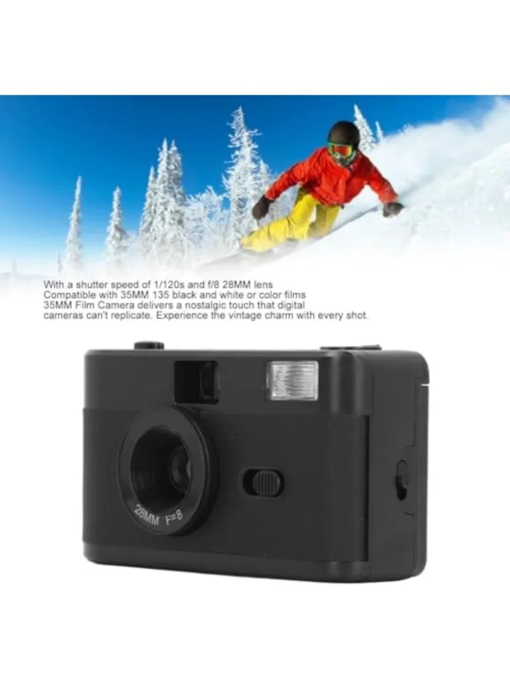 35mm Retro Film Camera with 28MM F/8 Lens, Built-in Flash, Lightweight Design